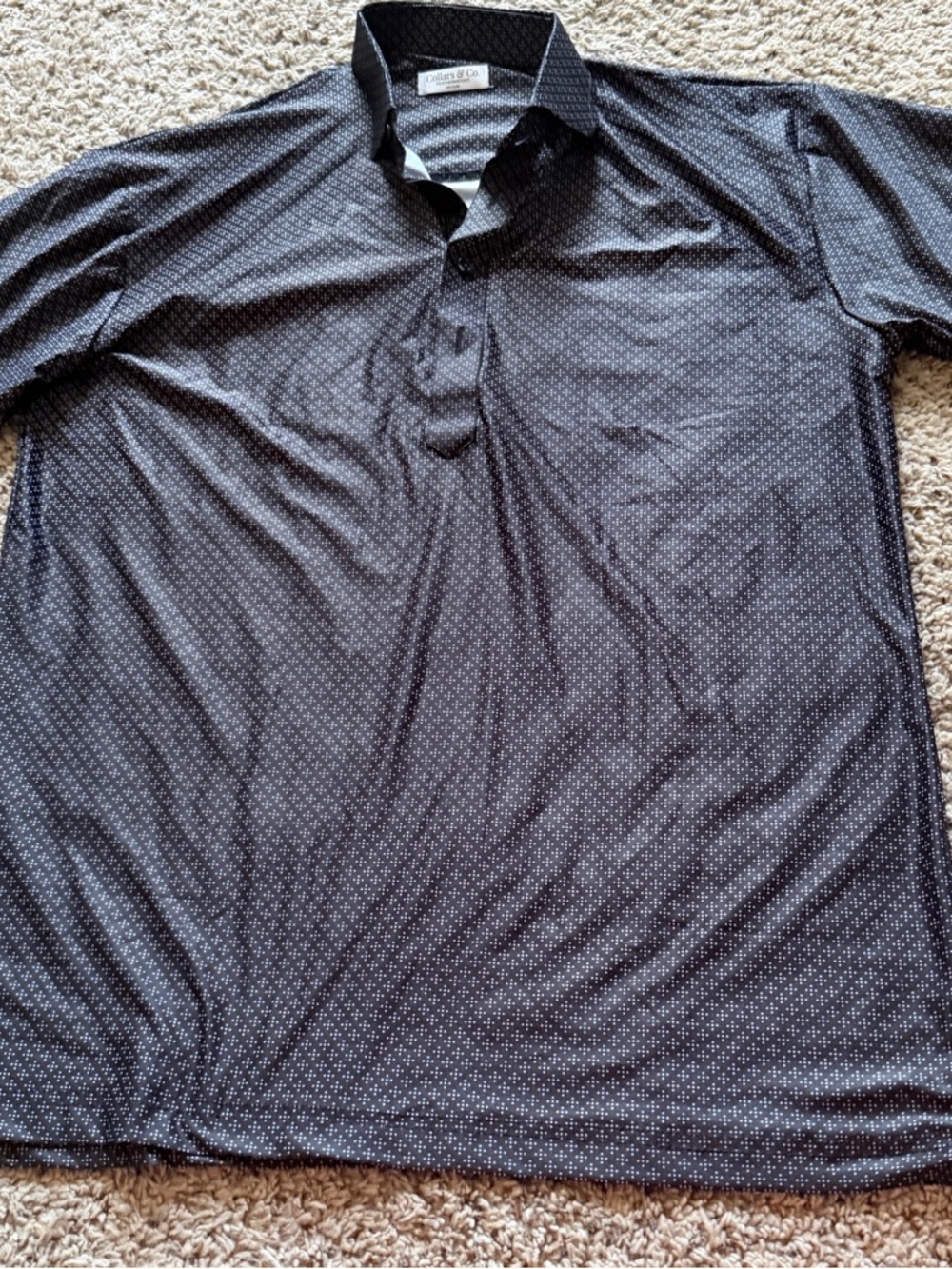 Collars & Co. Men's Black Microdot Polo Shirt